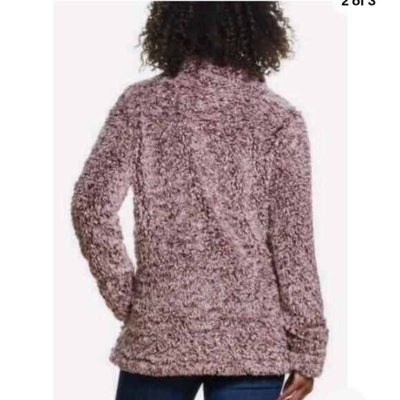 Weatherproof Vintage Sherpa Sweater Cozy Pullover Sz S Frosty Dark Pink Fleece - Picture 3 of 16